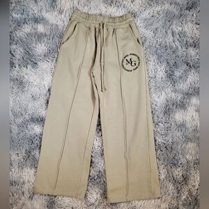 Missguided Petite US 2 Tan Wide-Leg Sweatpants with Logo